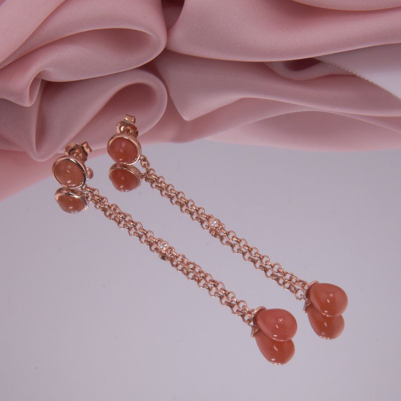 Ketten Ohrringe Mondstein Pfirsich